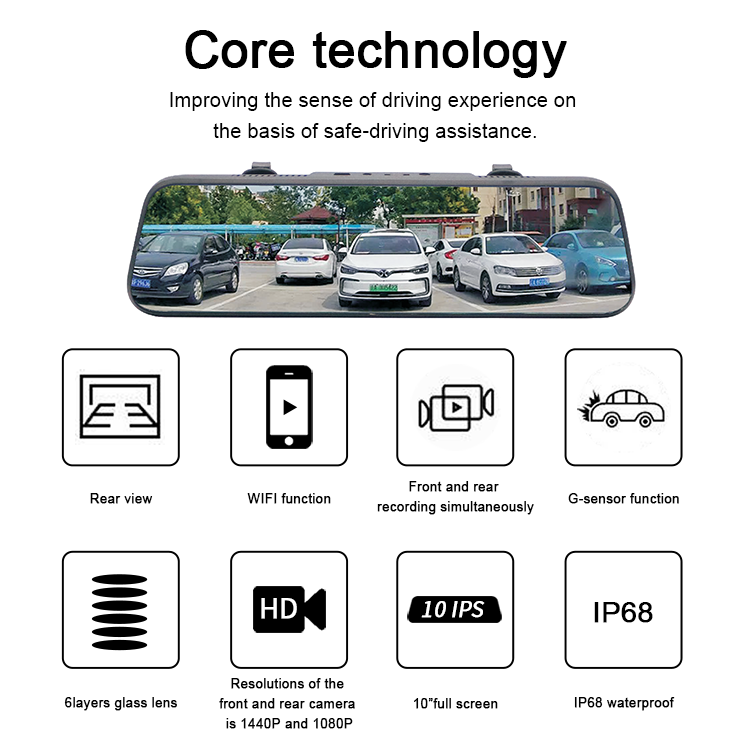 передняя и задняя двойная 10-дюймовая потоковая передача мультимедиа 1080P